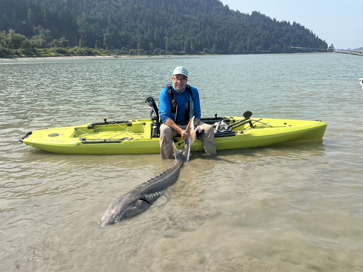Kayak fishing for Canadian sturgeon